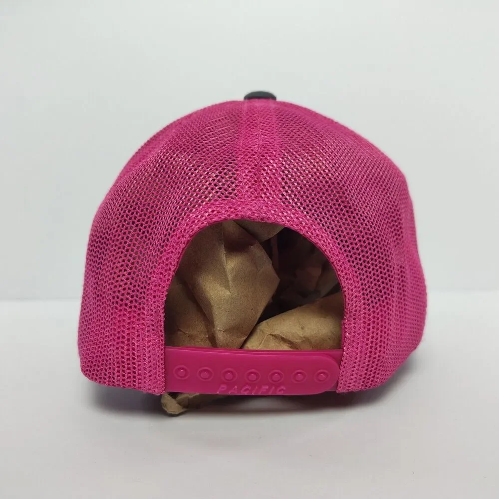 Pacific Headwear Pro Model 104c Pink Black Rumble By The River Mesh Snapback Hat